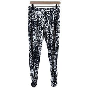 Parker Black White Silky Pull On Pants Size S Stretch Pockets